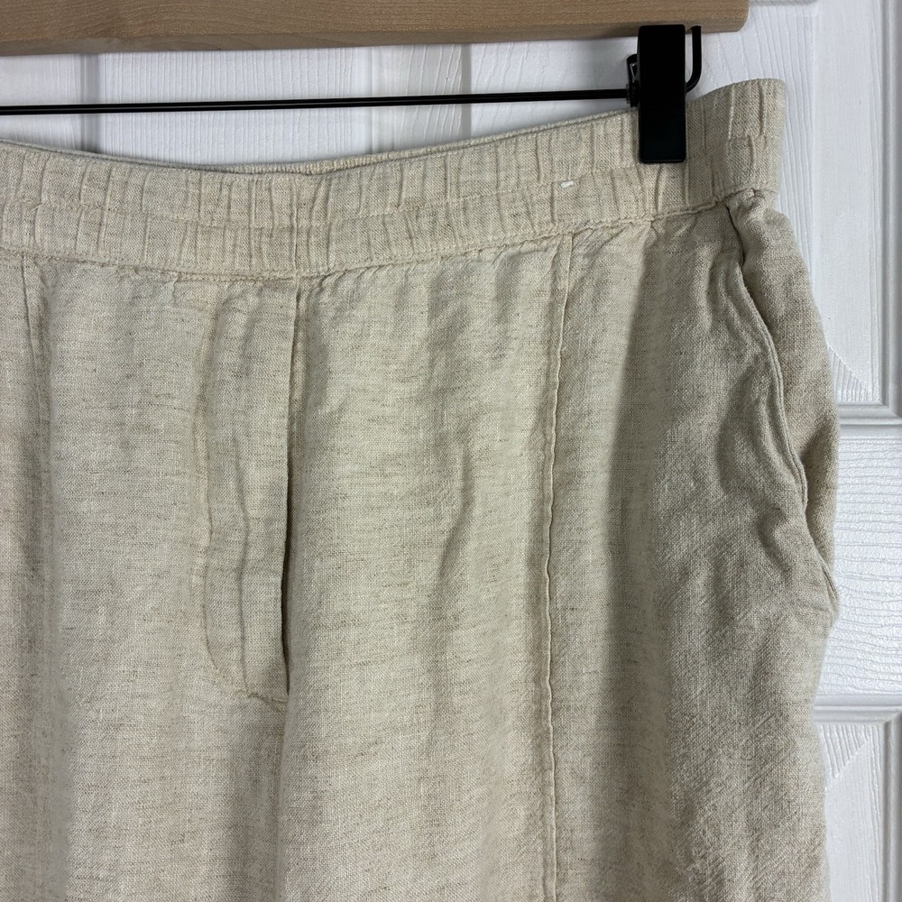 Abercrombie & Fitch Relaxed Straight Leg Linen Pockets Pants Beige Womens Medium - Picture 3 of 5
